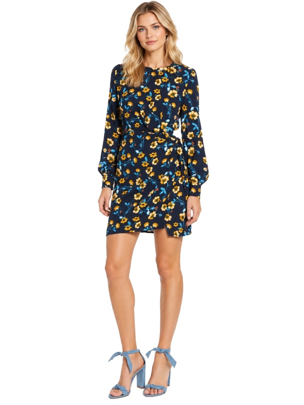 ASTR Nordstroms Vivid Floral Dress Asymmetrical Hemline Long Sleeve Versatile